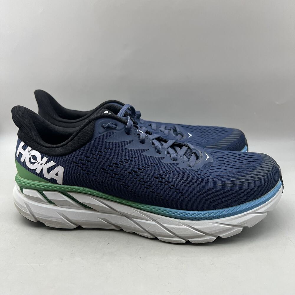 Hoka One One Clifton 7 Wide Running Shoes Men Size 10.5 2E Blue Comfort Sneakers
